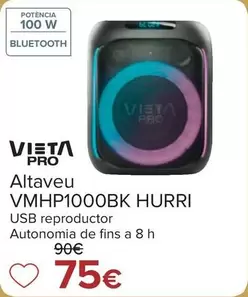 Oferta de Vieta - Altavoz  VMHP1000BK Hurri por 75€ en Carrefour