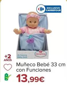 Oferta de Aimantine  - Muñeco Bebé 33 Cm Con Funciones por 13,99€ en Carrefour