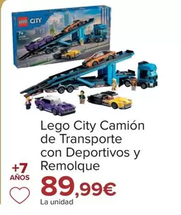 Oferta de LEGO - City Camión De Transporte Con Deportivos Y Remolque  por 89,99€ en Carrefour