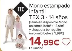 Oferta de TEX - Mono Estampado Infantil  por 14,99€ en Carrefour