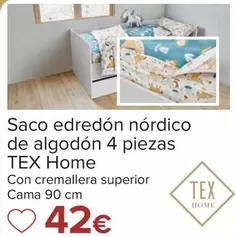 Oferta de Tex Home - Saco Edredón Nórdico De Algodón 4 Piezas  por 42€ en Carrefour