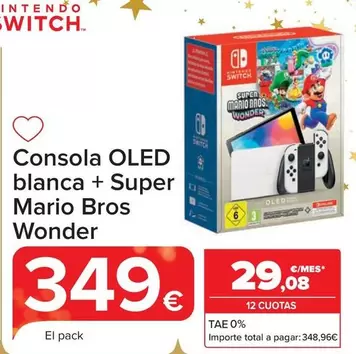 Oferta de Nintendo SWITCH - Consola Oled Blanca + Super Mario Bros Wonder  por 349€ en Carrefour