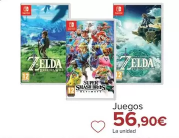 Oferta de Nintendo SWITCH - Juegos por 56,9€ en Carrefour