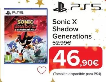 Oferta de Sega - Sonic X Shadow Generations por 46,9€ en Carrefour