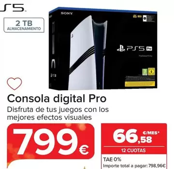 Oferta de Sony - Consola Digital Pro por 799€ en Carrefour