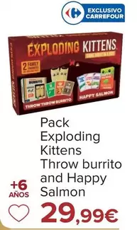 Oferta de Pack Exploding Kittens Throw Burrito And Happy Salmon por 29,99€ en Carrefour