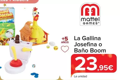 Oferta de Mattel Games - La Gallina Josefina O Bano Boom por 23,95€ en Carrefour