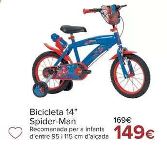 Oferta de Bicicleta 14'' Spider-Man por 149€ en Carrefour