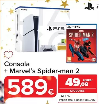 Oferta de Sony - Consola + Marvel's Spider-Man 2 por 589€ en Carrefour