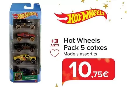 Oferta de Hot Wheels - Pack 5 Coches por 10,75€ en Carrefour