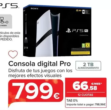 Oferta de Sony - Consola Digital Pro por 799€ en Carrefour