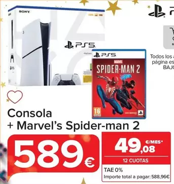 Oferta de Sony - Consola + Marvel's Spider-Man 2 por 589€ en Carrefour