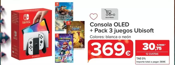 Oferta de Ubisoft - Consola Oled + Pack 3 Juegos Ubisoft por 369€ en Carrefour