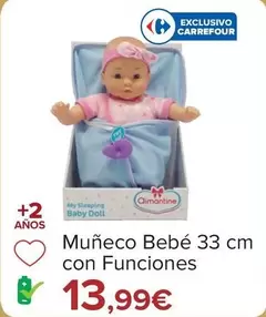 Oferta de Aimantine - Muñeco Bebé 33 Cm Con Funciones por 13,99€ en Carrefour