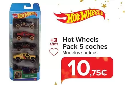 Oferta de Hot Wheels - Pack 5 Coches por 10,75€ en Carrefour