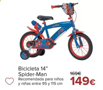 Oferta de Bicicleta 14'' Spider-Man por 149€ en Carrefour