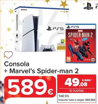 Oferta de Sony - Consola + Marvel's Spider-Man 2 por 589€ en Carrefour