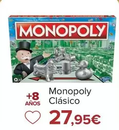 Oferta de Hasbro - Monopoly Clásico  por 27,95€ en Carrefour