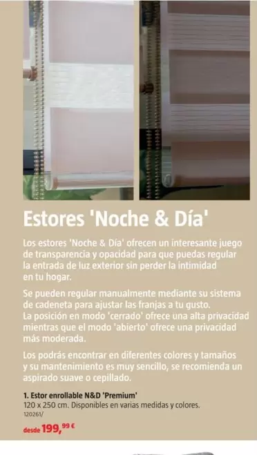 Oferta de Sistema - Estores Noche & Día por 199,99€ en BAUHAUS