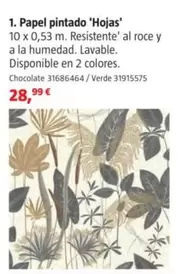 Oferta de Papel Pintado 'hojas' por 28,99€ en BAUHAUS