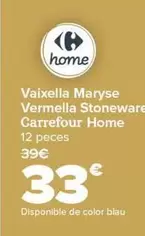 Oferta de Carrefour Home - Vajilla Maryse Rojo Stoneware   por 33€ en Carrefour