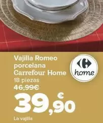 Oferta de  Carrefour Home - Vajilla Romeo  Porcelana por 39,9€ en Carrefour