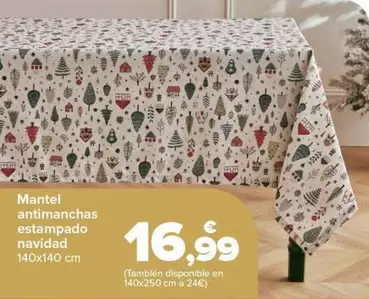 Oferta de Mantel Antimanchas Estampado Navidad por 16,99€ en Carrefour