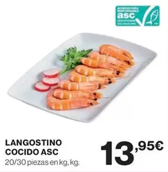 Oferta de Langostino Cocido Asc por 13,95€ en Hipercor