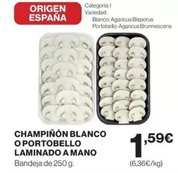 Oferta de Blanco - Champiñón  O Portobello Laminado A Mano por 1,59€ en Hipercor