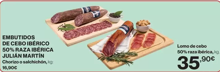 Oferta de Julian Martín - Embutidos De Cebo Iberico 50% Raza Iberica por 35,9€ en Hipercor