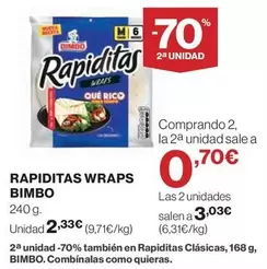 Oferta de Bimbo - Rapiditas Wraps por 2,33€ en Hipercor