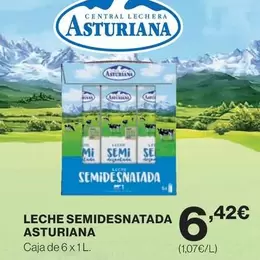 Oferta de La Asturiana - Leche Semidesnatada por 6,42€ en Hipercor