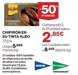 Oferta de Albo - Chipiron En Su Tinta por 5,69€ en Hipercor