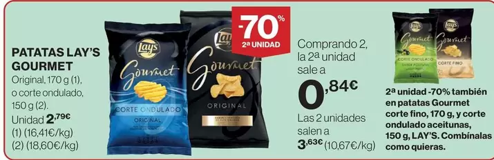 Oferta de Lay's - Patatas Gourmet por 2,19€ en Hipercor