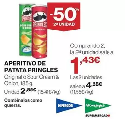 Oferta de Pringles - Aperitivo De Patata por 2,85€ en Hipercor