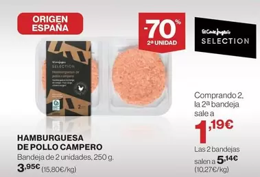 Oferta de Origen - Hamburguesa De Pollo Campero por 3,95€ en Hipercor