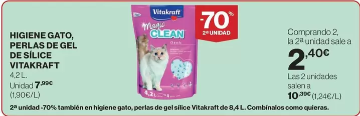 Oferta de Vitakraft - Higiene Gato, Perlas De Gel De Silice por 7,99€ en Hipercor