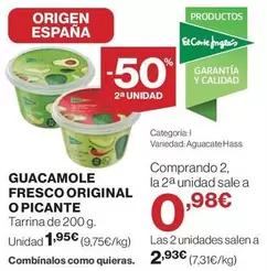 Oferta de El Corte Inglés - Guacamole Fresco Original por 1,95€ en Hipercor