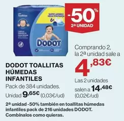 Oferta de Dodot - Toallitas Húmedas Infantiles por 9,65€ en Hipercor