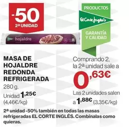 Oferta de El Corte Inglés - Masa De Hojaldre Redonda Refrigerada por 1,88€ en Hipercor