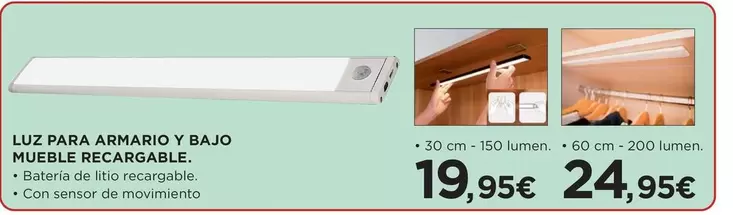 Oferta de Luz Para Armario Y Bajo por 19,95€ en Hipercor