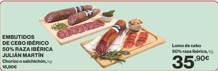 Oferta de Julian Martín - Embutidos De Cebo Iberico 50% Raza Iberica por 35,9€ en Supercor