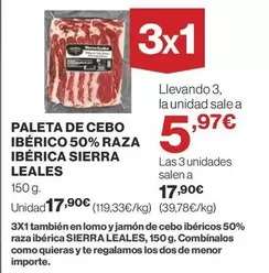 Oferta de Sierra - Paleta De Cebo Ibérico 50% Raza Ibérica por 17,9€ en Supercor