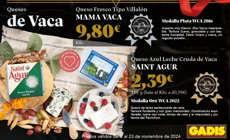 Oferta de Blanco - Queso Fresco Tipo Villaion Mama Vaca por 9,8€ en Gadis