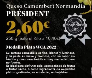 Oferta de Camembert - Medalla Plata WCA 2022 por 2,6€ en Gadis