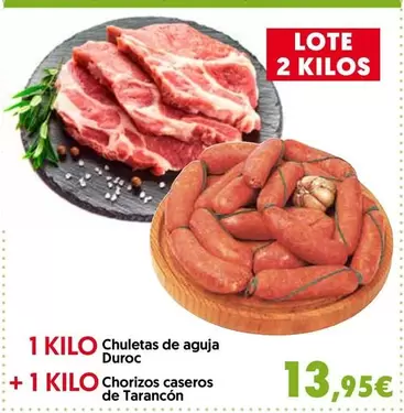 Oferta de Chuletas De Aguja Duroc/Chorizos Caseros De Tarancón por 13,95€ en Hiper Usera