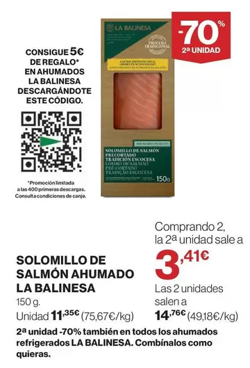 Oferta de La Balinesa - Solomillo De Salmon Ahumado por 11,35€ en El Corte Inglés