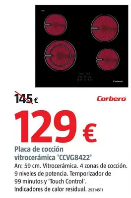 Oferta de Corberó - Placa De Cocció Vitroceràmica 'CCVG8422' por 129€ en BAUHAUS