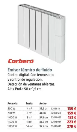 Oferta de Corberó - Emissor Tèrmic De Fluid por 139€ en BAUHAUS