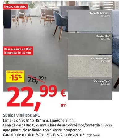 Oferta de Terres Vinilic SPC por 22,99€ en BAUHAUS